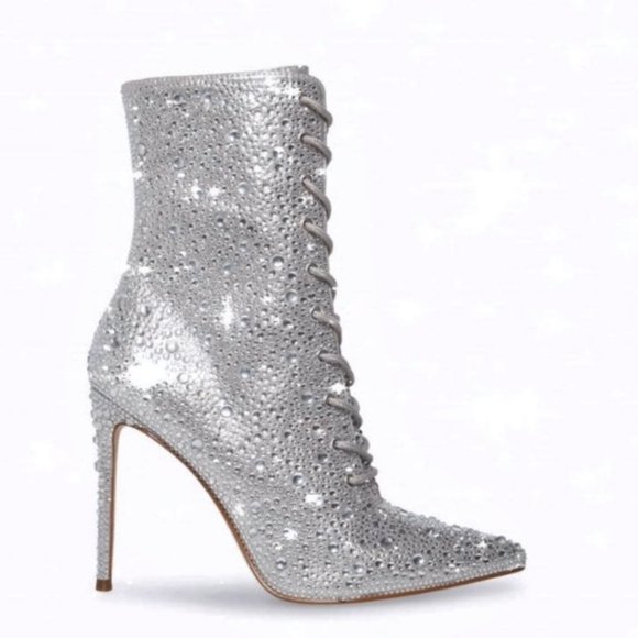 |Steve Madden VALENCY-R RHINESTONES  CRYSTAL Booties Ankle Boot Shoes Heels - Picture 3 of 11